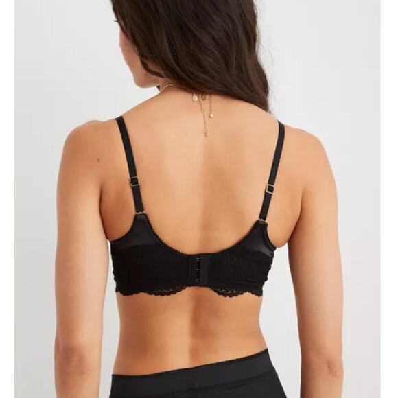 Aerie Women's Black Real Power Paisley Lace Balconette Bra Size 34DD - Picture 2 of 11